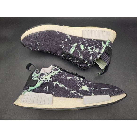 Adidas NMD R1 STLT Primeknit Shoes Mens Size 12 Black Green Marble Boost BB7996